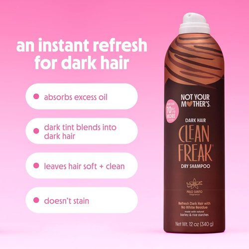 Not Your Mother's Clean Freak Dark Hair Dry Shampoo - 2-Pack | 12 oz Each | Waterless Formula for Instant Refreshment