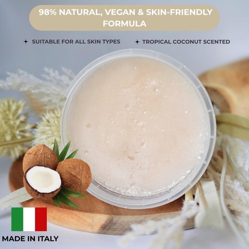 NaturaverdePro Tropical Coconut Ingrown Hair & Bumps Exfoliating Body Scrub, Sugar Scrub for Body and Post-Wax Care, Infused with Glycerin & Fruit Oils, Natural Skin Care for All Skin Types - 10.58 oz