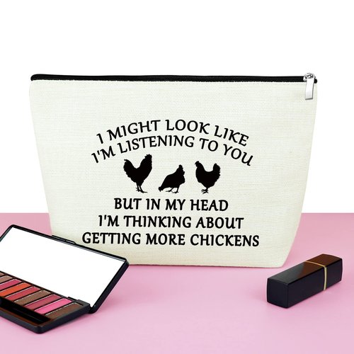 Mxrymvu Chicken Themed Gifts Makeup Bag Chicken Gifts for Women Cosmetic Bag for Girls Daughter Niece Best Friend Farmer Animal Lover Travel Zipper Pouch Graduation Christmas Birthday Present