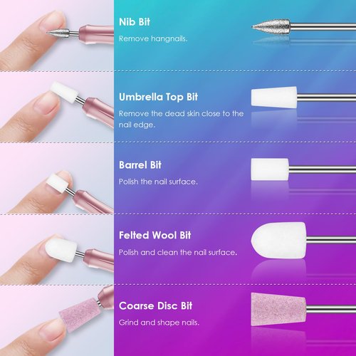 26PCS Nail Drill Bits Set with Holder Case, 3/32 inch Ceramic Safety Bits for Nail Drill, Diamond Cuticle Efile Nail Drill Bits, Remover Bits for Acrylic Gel Nail Tech Manicure Pedicure, Home Salon