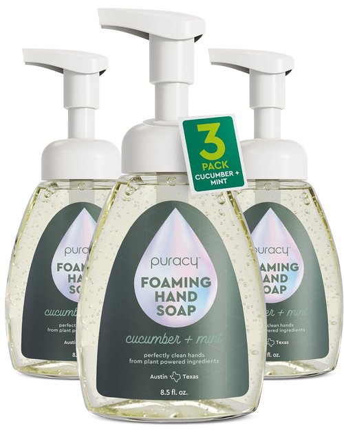 Puracy Foaming Hand Soap - Natural Plant-Powered Moisturizing Foam | Cucumber & Mint, 12 fl oz (3-Pack)