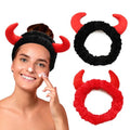 Skiennix Women’s Facial Spa Headband - Devil Horn Coral Fleece for Makeup & Skincare | 2 Pack