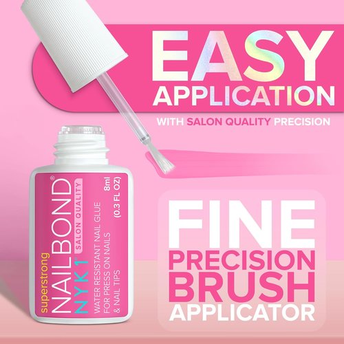 NYK1 NailBond Brush-On Glue - Super Strong Adhesive for Press-On Nails & Acrylics (8ml) | Long-Lasting, Mess-Free Application