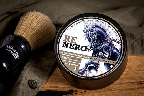 The Goodfellas' Smile,NERO (Patchouly & Cedarwood) Luxury Italian Shaving Soap With Blackcurrant Oil & Mare's Milk, Formulated for Use with A Shaving Brush, Made in Italy,