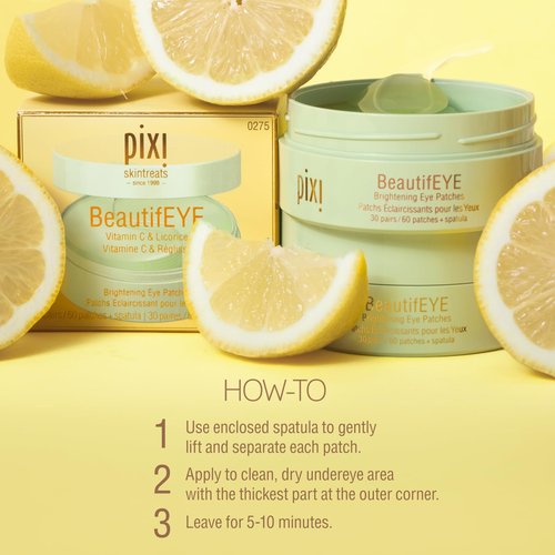 Pixi BeautifEYE Hydrogel Under-Eye Patches | Refreshing Eye Patches For Dark Circles | Brighten & Hydrate Under Eyes | 30 Pairs / 60 Patches