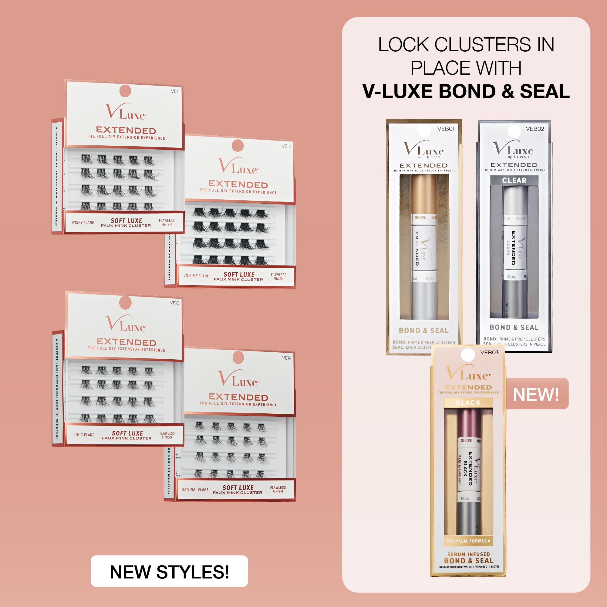 VLuxe Soft Luxe Faux Mink Lash Cluster, 12-16mm Seamless DIY Lash Extensions, Volume & Wispy Fans, Luxurious Soft Fibers, Ultra Comfort False Eyelashes with Lightweight Thin Band for Natural Blending