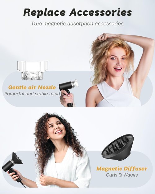 Skiennix Dual Voltage Travel Hair Dryer - Mini High-Speed Ionic Blow Dryer | Lightweight & Portable, Black