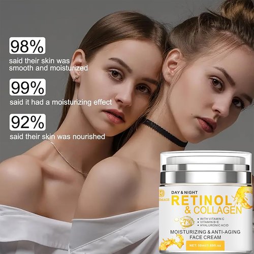 Rosemage Collagen Face Cream - Anti-Aging Moisturizer with Retinol & Hyaluronic Acid | 1.69 Fl Oz