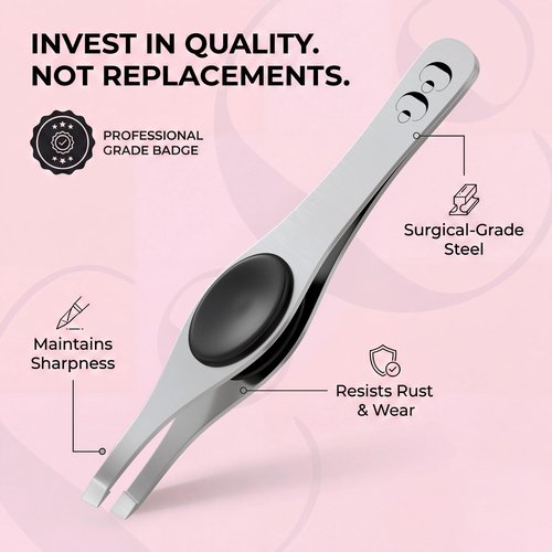 Cocos Closet Precision Tweezers for Women Facial Hair - Stainless Steel Tweezers for Women and Men - Ideal for Eyebrow Shaping and Hair Removal - Slanted Tips, Durable and Ergonomic Grip Design