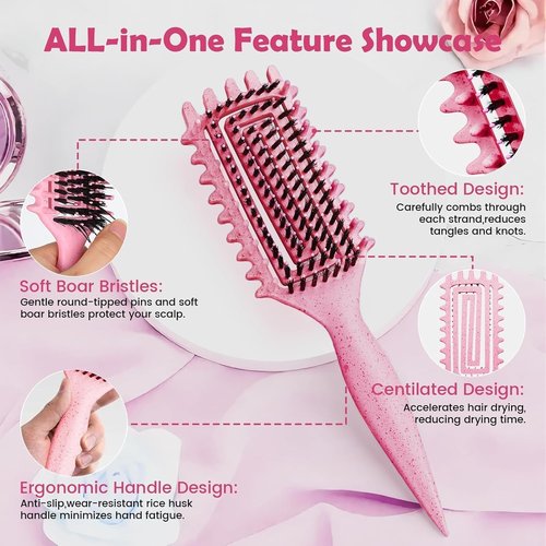 Skiennix Curl Defining Brush - Lightweight Candy Brush for Shaping Curly Hair | Suitable for All Hair Types (Pink)