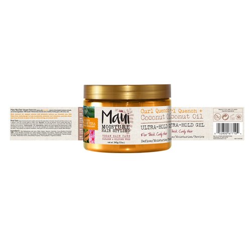 Maui Moisture Curl Quench + Coconut Oil Ultra-Hold Gel, for Curly Hair Styling, Vegan, No Drying Alcohols, Paraben Free, Silicone Free, 12 Ounce