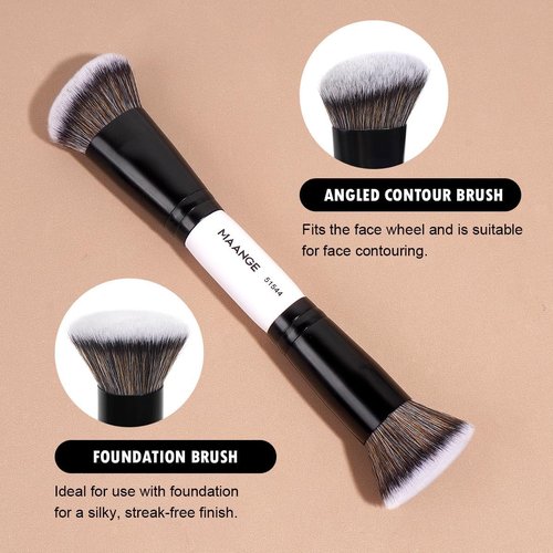 MAANGE 4 PCS Foundation Contour Conceal Brush Set, Makeup Brushes, Eyeshadow Concealer Brush, Double Sided Foundation Contour Blush Highlight Blending Eyebrow Brush For Liquid, Cream, Loose Powder