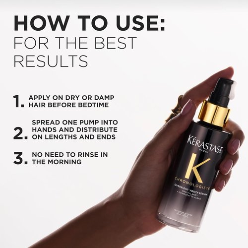 Kérastase Chronologiste Overnight Youth Serum - Age-Corrective Leave-In Treatment for Aging Hair | Anti-Frizz, Pro-Xylane™ & Ochrophyta Algae Infusion