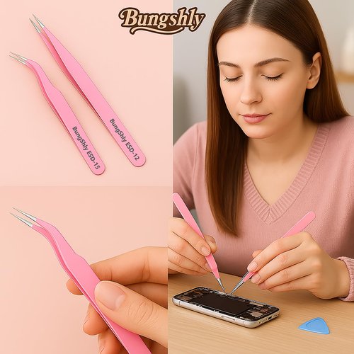 Pink Tweezers Set – Precision Rhinestone, Nail Sticker & Charm Tweezers for Nail Art, DIY Nail Art Tools for Stickers, Decals, Ideal for Gel Nails, Flower, Heart, and Fruit Designs