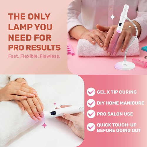 M - GlamCure GO Nail Flash Cure Lamp with Focus Beam Technology, Touch Screen - LED & UV Nail Light - Curing Lamp for Gel Nails, Acrylic, Builder - Portable & Adjustable (Teal)