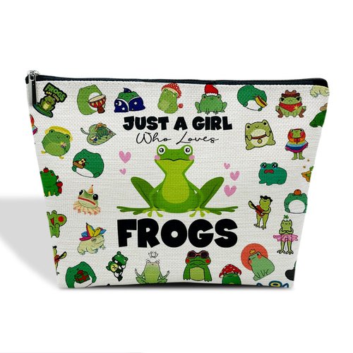 Cute Makeup Bag Frog Purse for Women Who Loves Frogs, Frog Stuff Birthday Frog Lover Gifts for Women Daughter Sister Besties Coworker Friends Toiletry Cosmetic Bag Zipper Travel Organizer Pouch -FS240