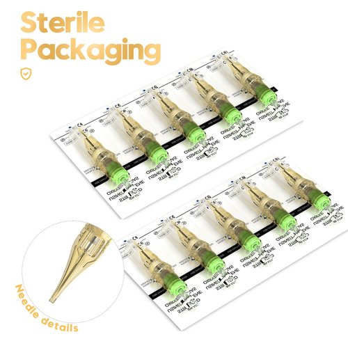 20 PCS Tattoo Cartridge Needles, 3rl Tattoo Cartridges, Tattoo Needles with Membrane Standard 3RL 5RL 7RL 9RL Pro Disposable Tattoo Needles, Round Liner Shader Magnum for Tattoo Supplies (1003RL)