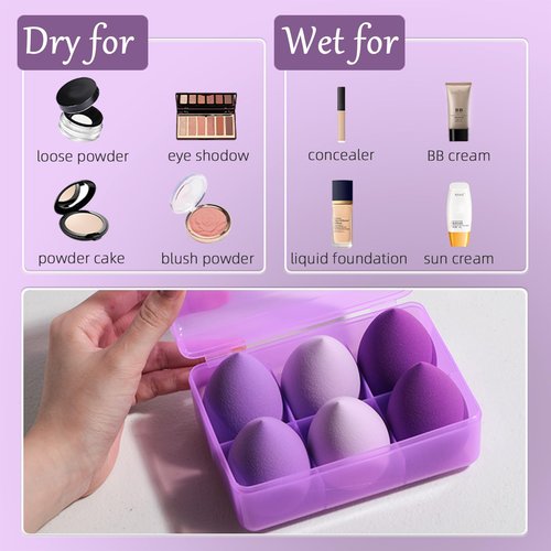 BS-MALL Makeup Sponge Set 6 Pcs – Premium for Flawless Foundation, Powder & Blush Application