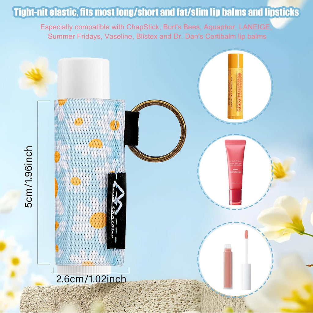 WK IEASON Lip Balm Holder Keychain - 3PCS Cute Clip-On Lip Gloss Holders for Chapstick & Burt's Bees
