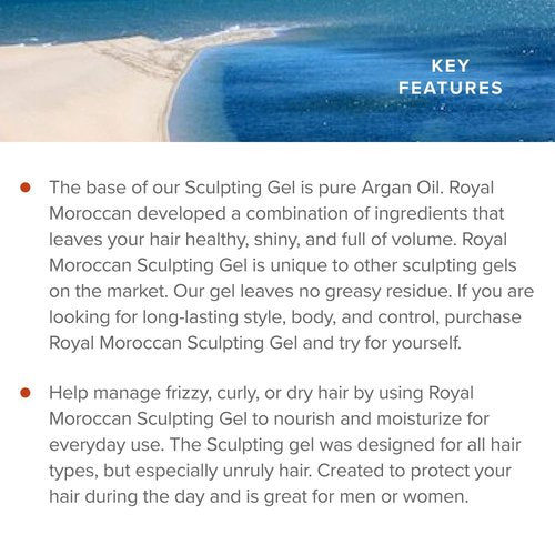 Royal Moroccan Sculpting Gel | Moroccan Argan Oil For Hair | Curly Hair Styling Gel | Hair Styling & Smoothing Products | Quick Drying Argan Oil Hair Products 500 ml (16.9 fl oz)