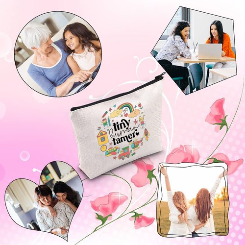 Kindergarten Squad Tiny Human Tamer Teacher Gift Kindergarten Teacher Appreciation Gift Makeup Bag (Human Tamer)