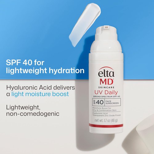EltaMD UV Daily Face Sunscreen - Transparent Zinc Oxide & Hyaluronic Acid | Moisturizes & Protects Skin