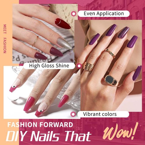 JR 9pcs 15ml Gel Nail Polish Set Red Nude Pink Gel Polish Kit Nude Pink Gel Polish Nail Art Manicure Salon DIY Soak Off UV LED Nail Gel Kit DIY Art Manicure