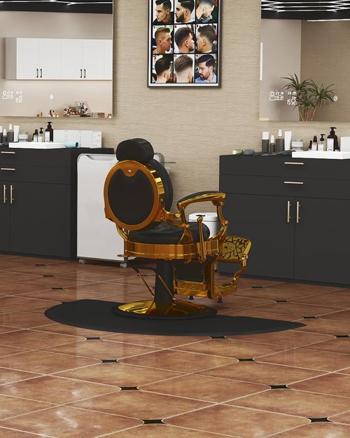 Artist hand 3 ft. x 5 ft. Barber Chair Mat Salon & Barber Shop Chair Anti-Fatigue Mats Comfort Salon Chair Mat,Semi Circle - 1/2 in. Thick,Black