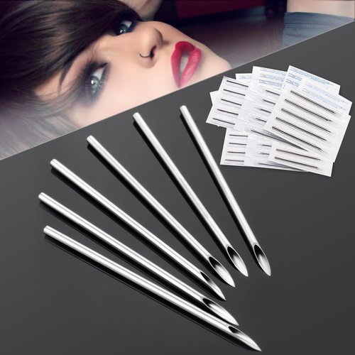 Anghie 100pcs Professional Piercing Needles 12G 14G 16G 18G 20G Mixed Hollow Needles for Body, Ear, Nose, Navel, Lip, Nipple Piercing Kits(100pcs)