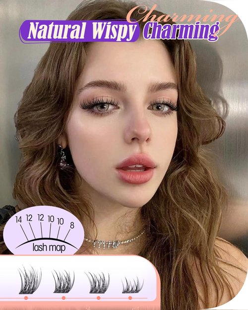 Short Lash Clusters 8-14mm Natural Cluster Eyelashes Ultra-Thin Band Cluster Eyelash Extensions Wispy Lash Extension DIY Silk Mink Eyelash Clusters Super Natural
