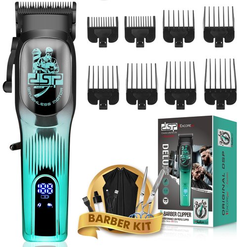 DSP Professional Hair Clipper for Men, Brushless Motor with 4CR DLC+Ceramic Blade, Rechargeable Cordless Hair Cutting Kit- Gift for Men (Green)