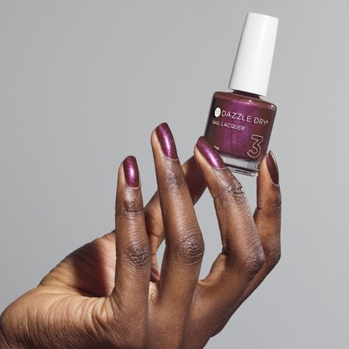 Dazzle Dry Nail Lacquer (Step 3) - Spiced Plum - A deep plum with pink shimmer. Semi-sheer shimmer. (0.5 fl oz)