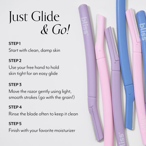 Bliss Stainless Steel Disposable Dermaplaning Tools | Facial Exfoliator and Eyebrow Razor to Dermaplane Peach Fuzz -1 Pack 12 count