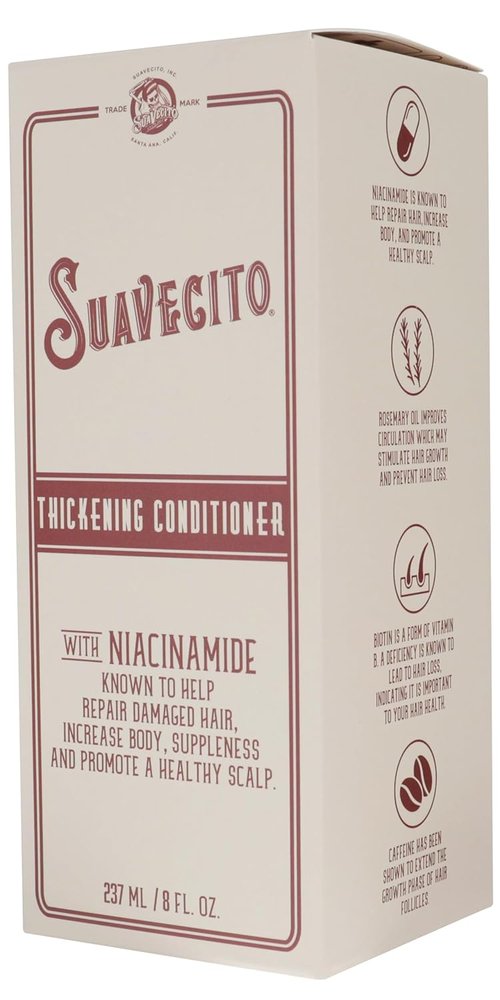 Suavecito Hair Thickening Conditioner - Niacinamide & Biotin Formula for Thinning Hair - Repairs Damage & Fights Hair Loss