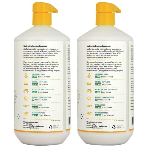 Alaffia EveryDay Shea Conditioner, Moisturizes, Restores and Protects, Made with Fair Trade Shea Butter, Cruelty Free, No Parabens, Vegan, Vanilla Mint, 2 Pack, 32 Fl Oz Ea