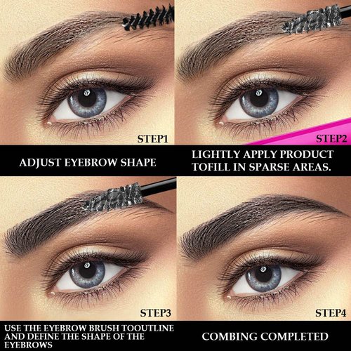 Kaely Brow Mascara - Waterproof Tinted Eyebrow Gel | Vegan & Cruelty-Free, 2 Pcs in Transparent