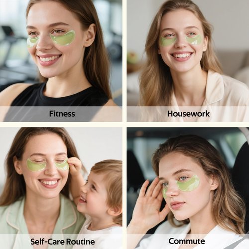 dewyhour Avocado & Gold Hydrogel Eye Mask Set - Collagen Under Eye Patches to Reduce Puffiness, Dark Circles & Wrinkles | Korean Skincare Treatment for Firming, Hydration