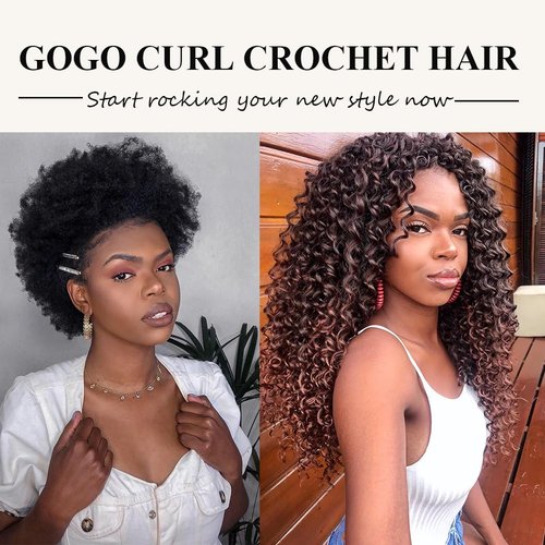 GoGo Curl Crochet Hair for Women 12 Inch Curly Crochet Hair Water Wave Curly Crochet Braids for Women 7 Packs Ombre Brown Deep Wave Braiding Hair Extensions (12 Inch, 1B/4/30)