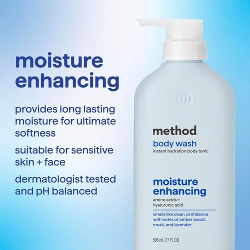 Method Body Wash - Instant Hydration Tonic with Amber Wood, Musk & Lavender | 17 Fl Oz