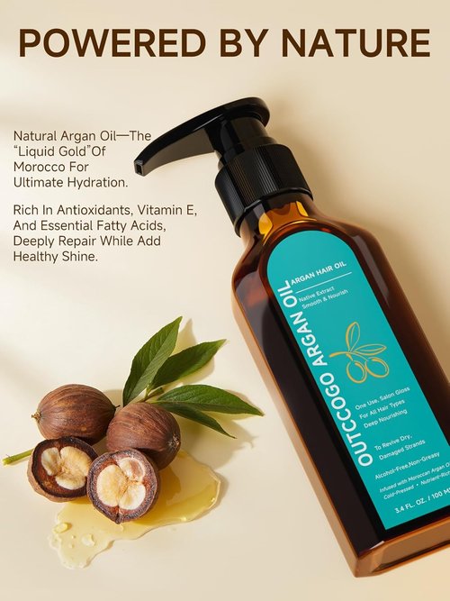 Outccogo Moroccan Argan Oil - Nourishing Hair Oil for Frizz Control & Heat Protection | 3.4 Fl Oz