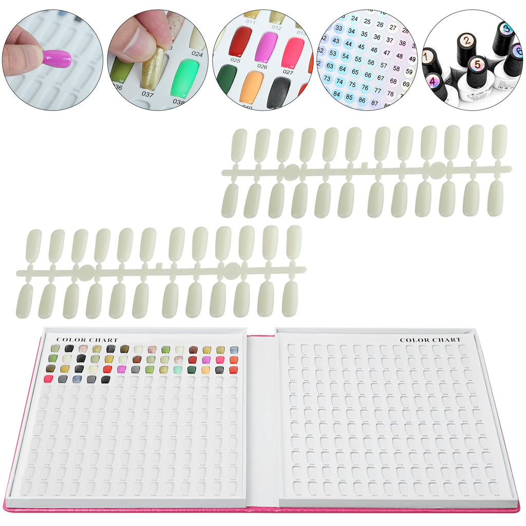 Vnjaoi 308 Polish Display Book, Gel Color Display Book, Fake Tips Sample Painting Art Design for Nail Salons, DIY at Home (Rose Red)