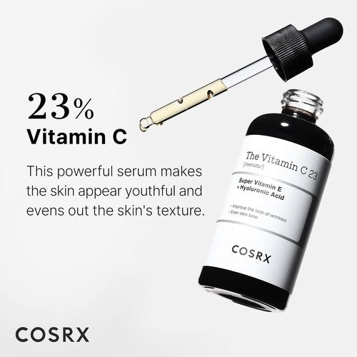 COSRX Pure Vitamin C 23% Serum - Hydrating Facial Serum with Vitamin E & Hyaluronic Acid | 0.7oz/20g for Fine Lines & Dull Skin