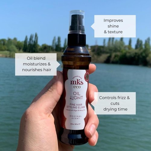 MKS Eco Oil Light - Hair Styling Elixir with Moroccan Argan & Hemp Seed Oil - 2 fl oz | Nourishes Fine Hair, Controls Frizz, Vegan & Cruelty-Free