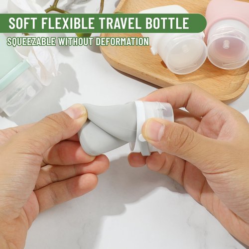 RONRONS 1oz Travel Bottles, Silicone Squeeze Sauce Salad Dressing Ketchup Condiment Bottles, Tsa Approved Leak Proof Containers for Toiletries Shampoo Conditioner Small (4 Pieces)