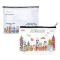 Beary Blu City Themed Artwork Cosmetic Bag Series – Designed in USA, Travel Makeup Bag with Zipper, Souvenir Gift for Women, Artwork Organizer for Purse or Toiletry (Atlanta)