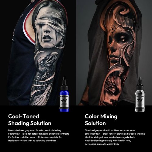 HAWINK Tattoo Ink Set 1OZ 14 Colors Ink and 2 Color Mixing Solution Upgraded Version Tattoo Supply TI205-30-16