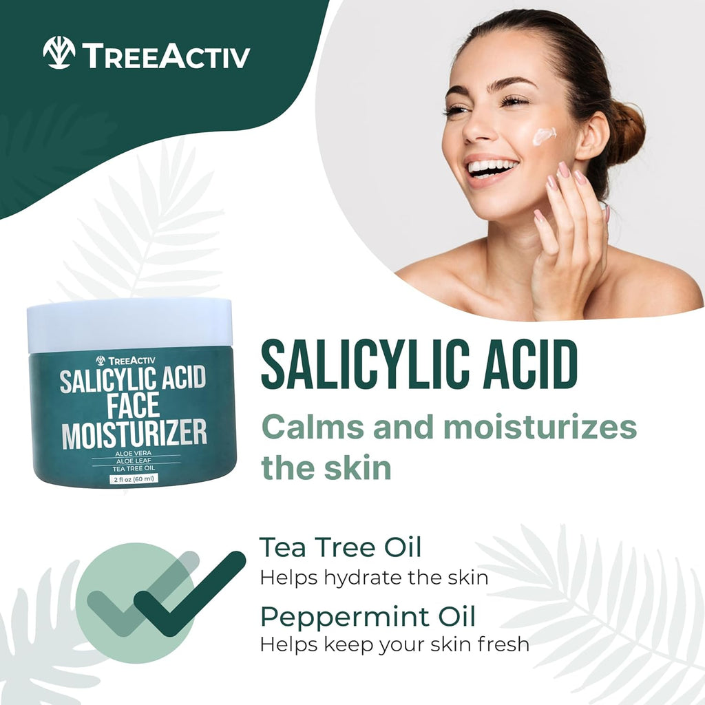 TreeActiv Acne Eliminating Face Cream - Moisturizing Tea Tree Formula for Balanced Skin | 2 fl oz