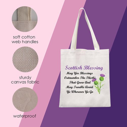 MNIGIU Scottish Thistle Makeup Cosmetic Bag Scottish Blessing Gift May Yer Blessings Outnumber The Thistle That Grow Travel Zipper Pouch (Scottish Tote)