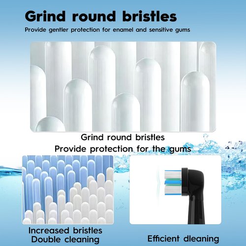 iO Replacement Heads Compatible with Oral b iO 2/3/4/5/6/7/8/9/10 Series Electric Toothbrush,Toothbrush Heads with Medium-Hard Bristles for Plaque Removal & Teeth Care,Black