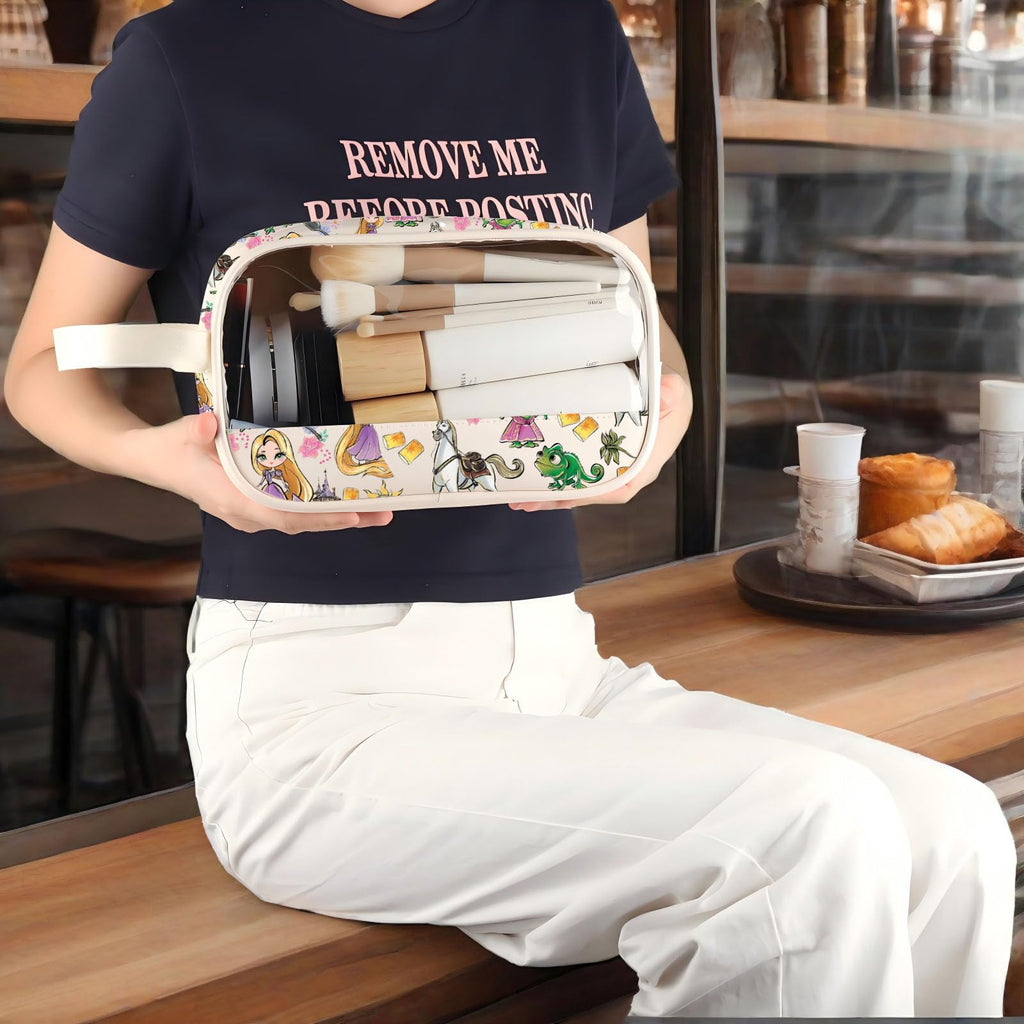 WZMPA Princess Hair & Sun Cosmetic Bag Fairy Tales Fans Gift You Are Braver Stronger Beautiful Than You Know Hair Movie Makeup Zipper Pouch Bag (Always Hair-CMB)